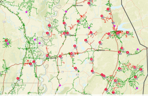 Current map of customers without power
