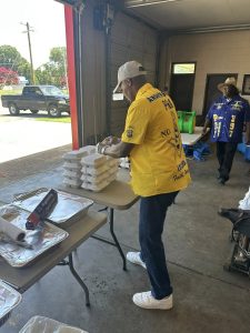 serving food