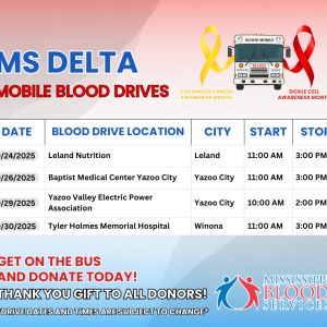 list of upcoming mississippi blood services blood drives in the delta