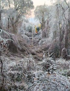 ice storm damage and line workman
