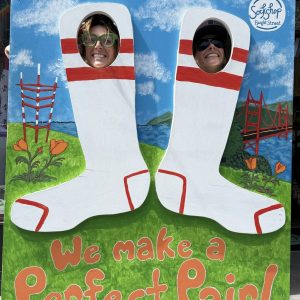 couple of socks with faces