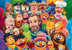 muppet group illustration with Jim Henson from Golden Book